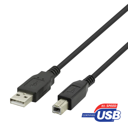 USB kabel Deltaco för skrivare USB-B 2.0 1m svart - 1