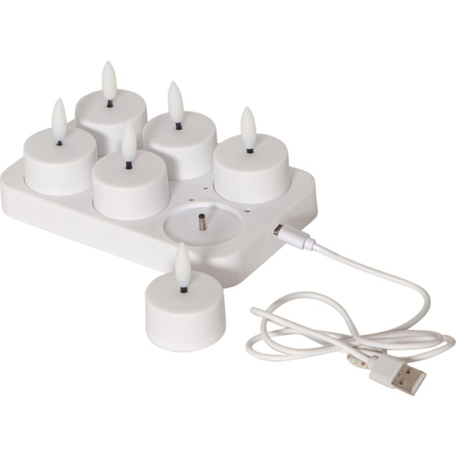 LED Värmeljus 6-p Flamme Charge Vit - 1