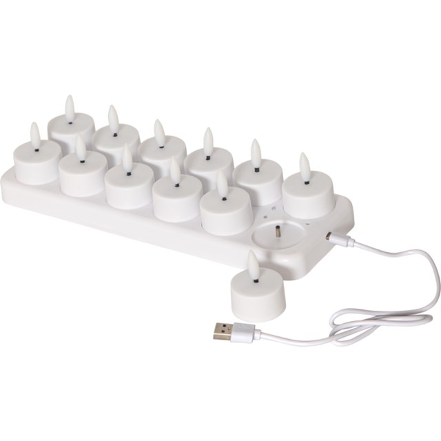 LED Värmeljus 12-p Flamme Charge Vit - 1