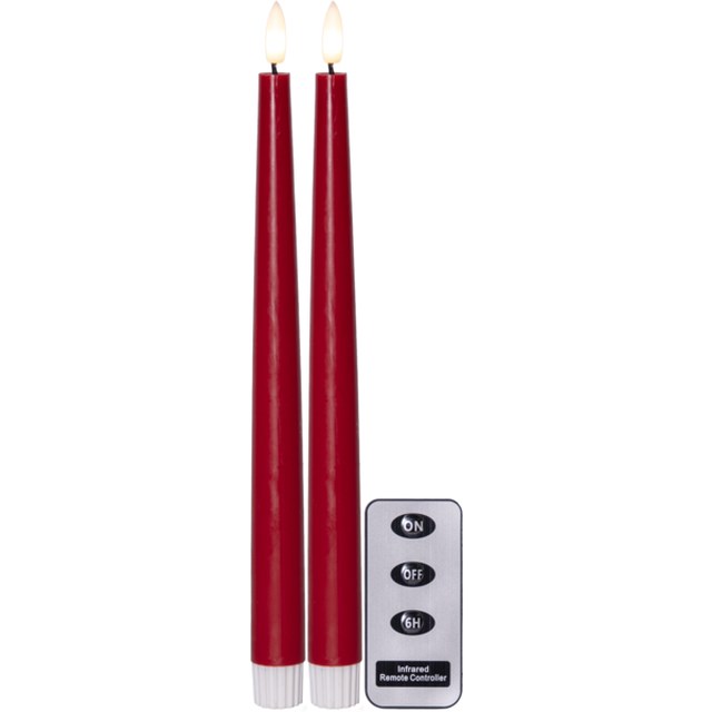 LED Antikljus 2-p Flamme Slim Röd 2,1x28,5cm - 1