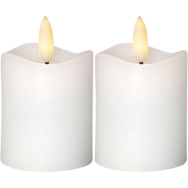 LED Blockljus 2-p Flamme Vit 5x7,5cm - 1