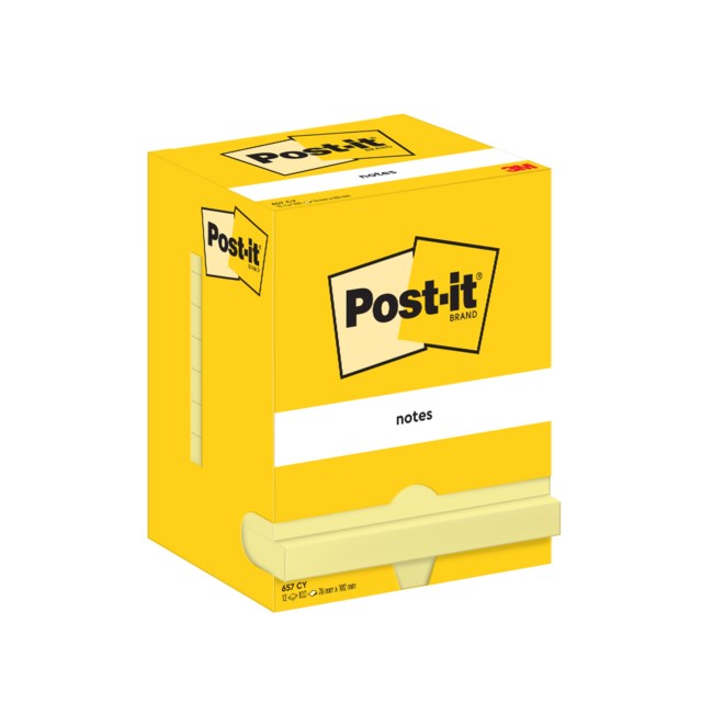 Post-it 657CY 76x102 mm gul 12st/fp - 76x102mm - 1