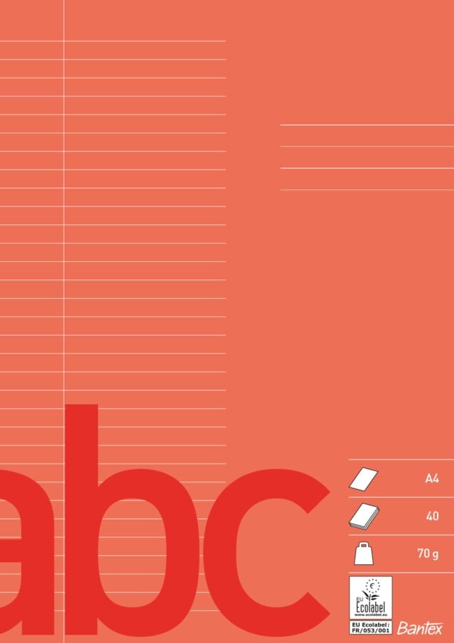 Skolhäfte Bantex A4 linjerat 8,5mm röd 10st/fp - A4 - 1