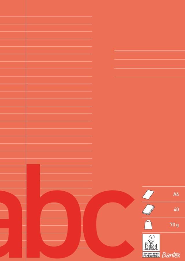 Skolhäfte Bantex A4 linjerat 8,5mm röd 10st/fp - A4 - 1