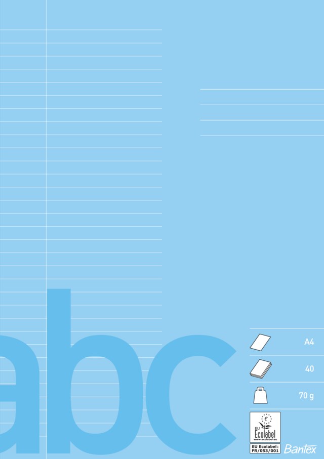 Skolhäfte Bantex A4 linjerat 8,5mm ljusblå - A4 - 1