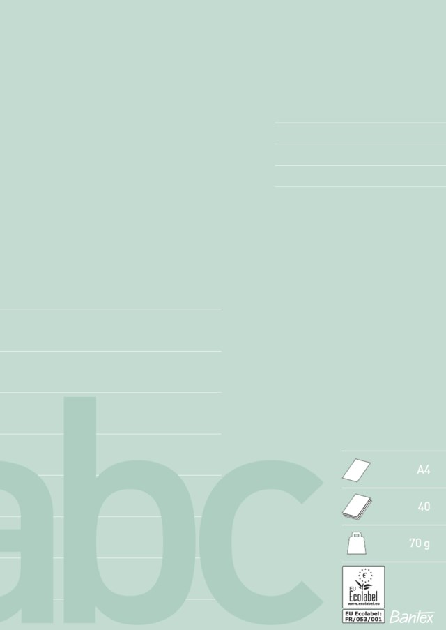 Skolhäfte Bantex A4 linj 1/2 sida 19,5mm dust green 10st/fp - A4 Linjerat 19,5mm - 1