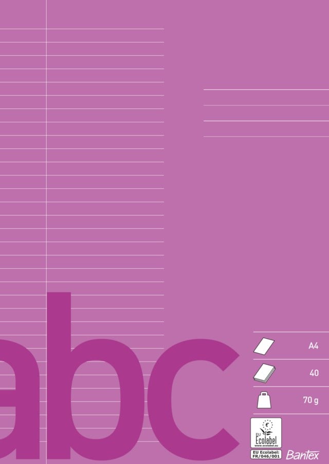 Skolhäfte Bantex A4 linjerat 8,5mm/olinjerat lila - A4 - 1
