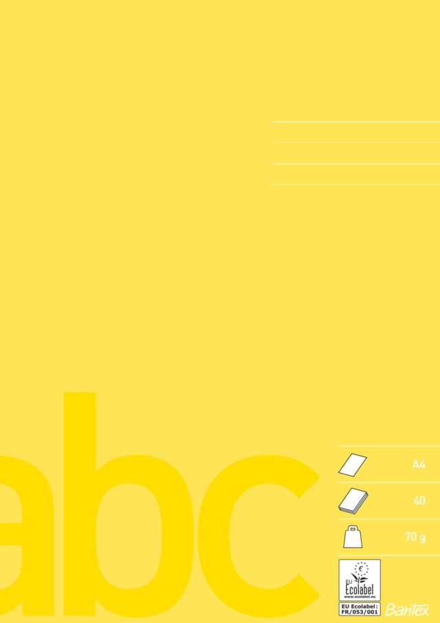 Skolhäfte Bantex A4 olinjerat gul 70g - A4 - 1
