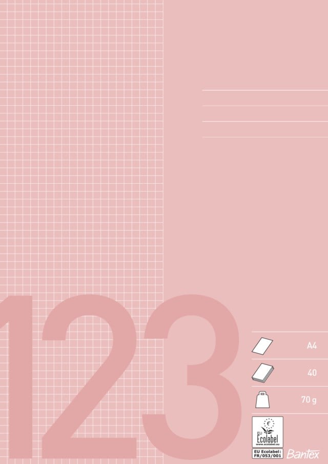 Skolhäfte Bantex A4 rutat 5x5mm gammalrosa - A4 - 1