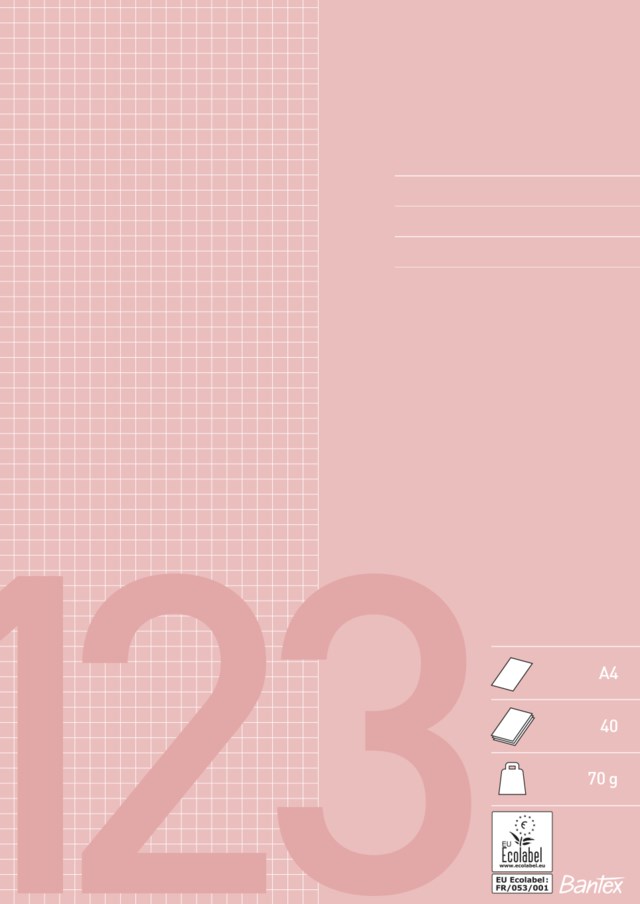 Skolhäfte Bantex A4 rutat 5x5mm gammalrosa - A4 - 1
