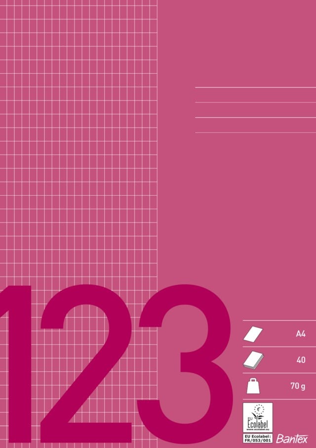 Skolhäfte Bantex A4 rutat 5x9mm bordeaux - A4 - 1