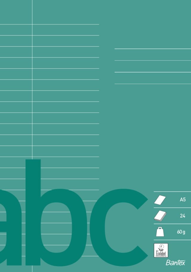 Skolhäfte Bantex A5 linjerat 8,5mm mörkgrön - A5 - 1