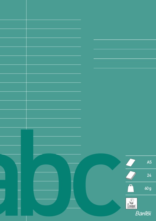 Skolhäfte Bantex A5 linjerat 8,5mm mörkgrön - A5 - 1