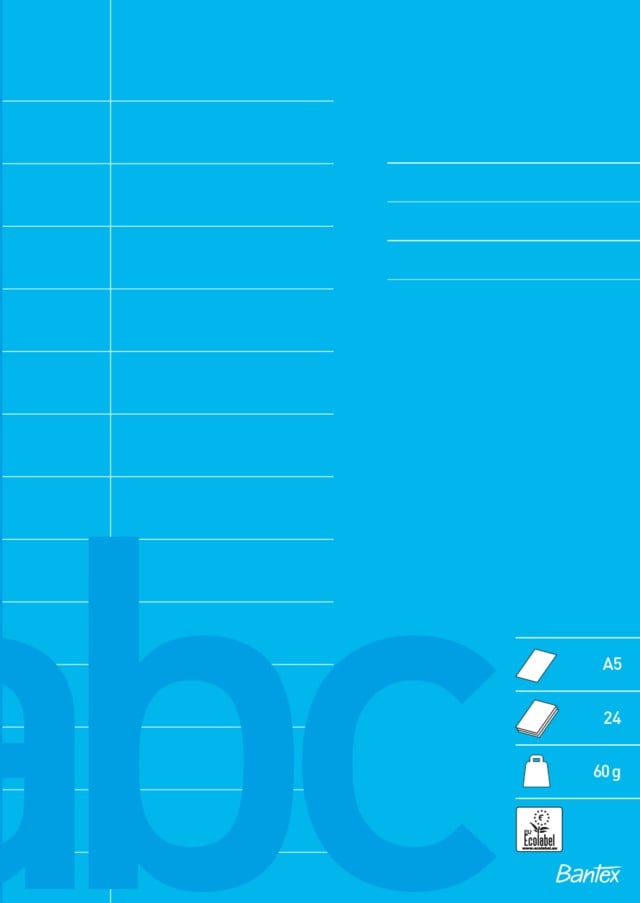 Skolhäfte Bantex A5 linjerat 14,5mm blå - A5 - 1