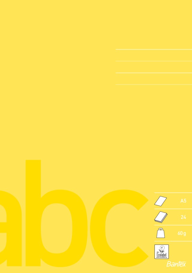 Skolhäfte Bantex A5 olinjerat gul - A5 - 1