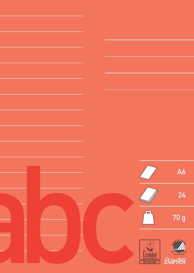 Gloshäfte Bantex A6 linjerat u mittlinje röd 24 sidor - A6 - 1