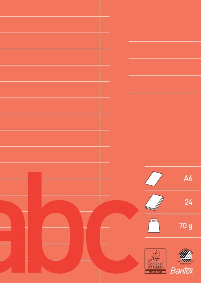 Gloshäfte Bantex A6 linjerat m mittlinje röd - A6 - 1