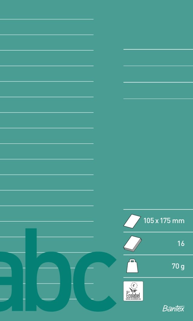 Gloshäfte Bantex 102x170mm linjerat 7mm u mittlinje m.grön - 102x170mm - 1