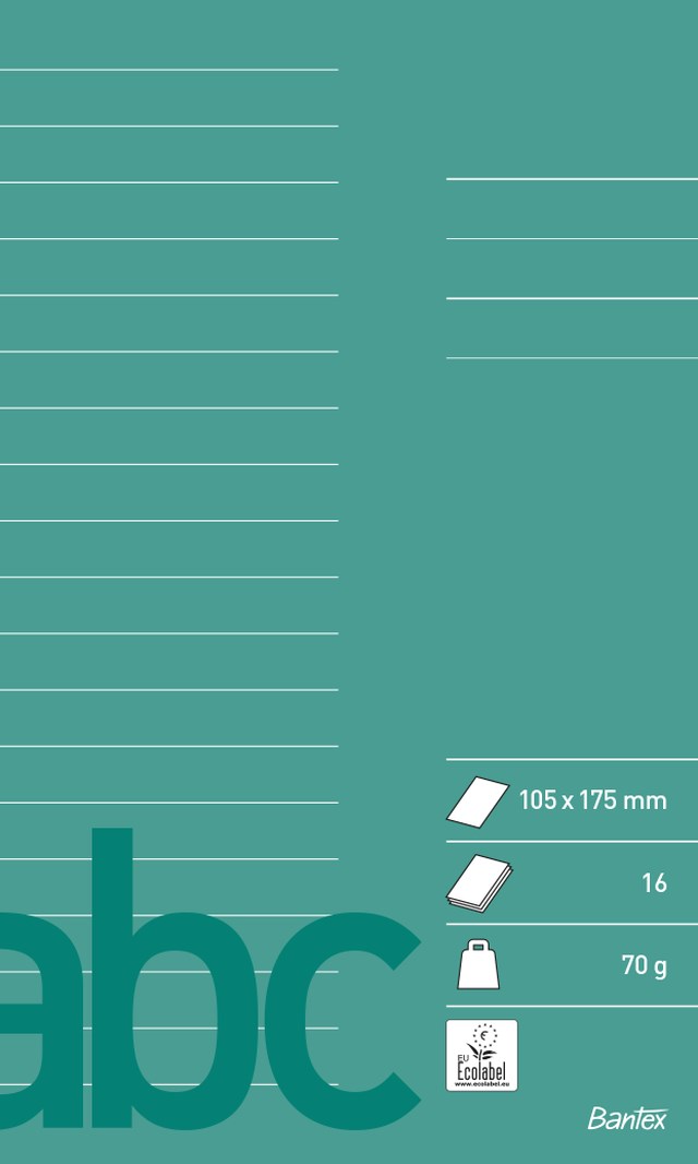 Gloshäfte Bantex 102x170mm linjerat 7mm u mittlinje m.grön - 102x170mm - 1