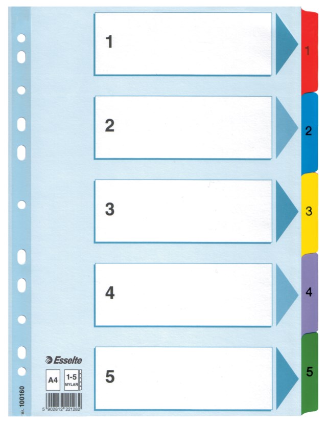 Kartongregister Esselte Mylar A4 1-5 - A4 - 1