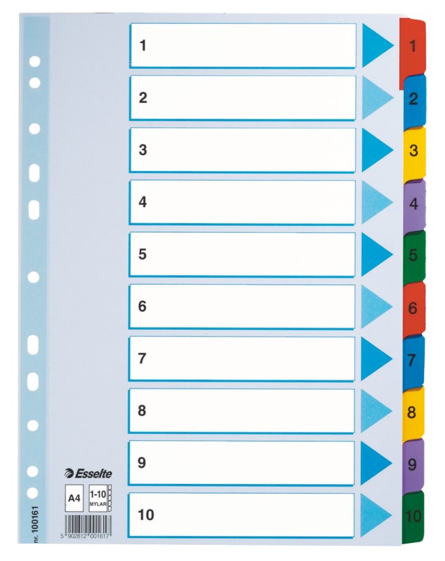 Kartongregister Esselte Mylar A4 1-10 - A4 - 1