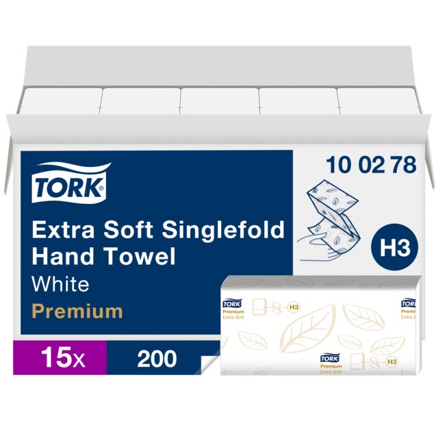Pappershandduk Tork H3 Premium Soft 2-Lag V-vikt 3000st/krt - 1