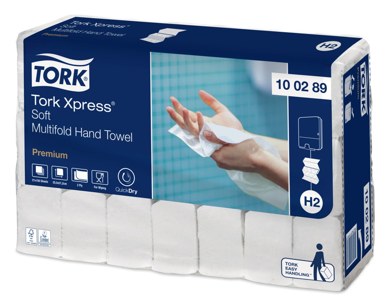 Handak Torpex Pappershandduk Tork H2 Xpress Mjuk, 2-skikt, vit, 3150 st | Kontorab.se