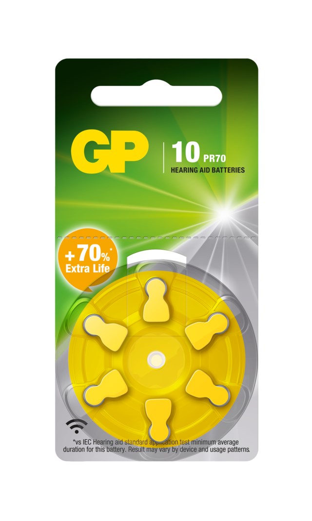 GP hörapparatsbatteri ZA 10/PR70 6-pack - 1