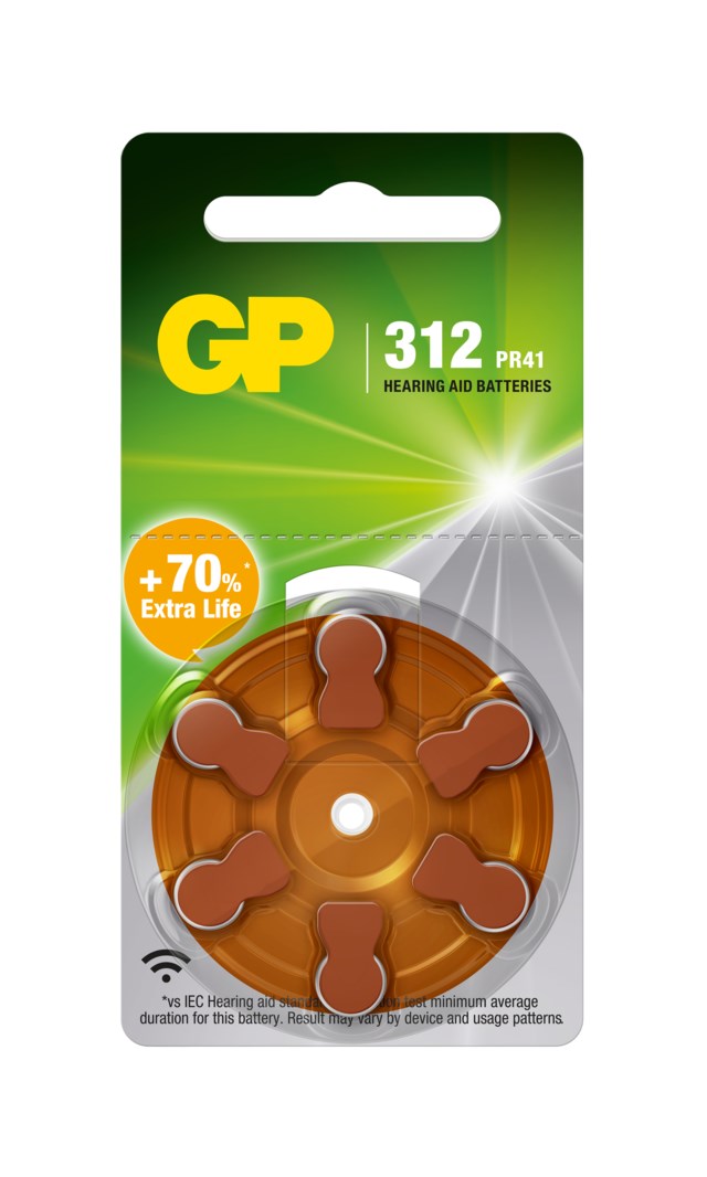 GP hörapparatsbatteri ZA 312/PR41 6-pack - 1