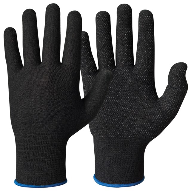 Innerhandske Granberg Bomull Lycra, vinyl/PVC-prickar, svart - STL 9 - 1