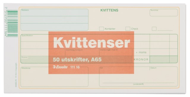Blankett Kvittens 1/3 A4 50 st - A4 - 1