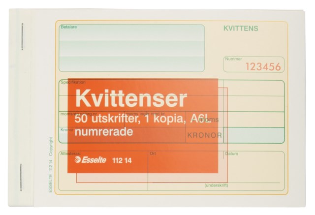 Blankett Kvittens numrerad A6L 2x50 - A4 - 1