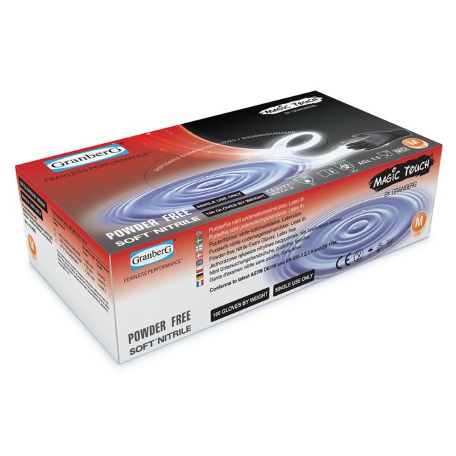 Engångshandske Magic Touch Soft Nitril, puderfria svarta - XS - 1