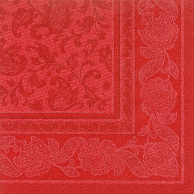 Servett Premium 40x40 cm Ornaments röd 50/fp - 400x400mm - 1