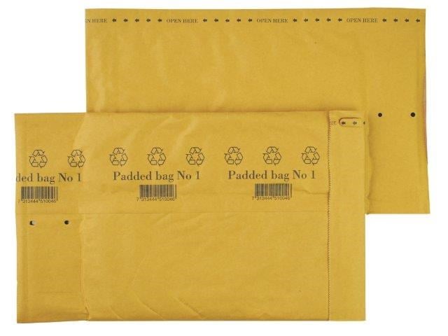 Vadderad påse Jiffy 1 165 x 280mm 100st/krt - 165x280mm - 1