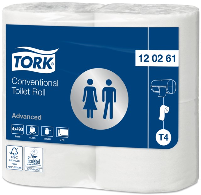 Toalettpapper Tork T4 Advanced 2-lags extra lång 24st/fp - 68m - 1