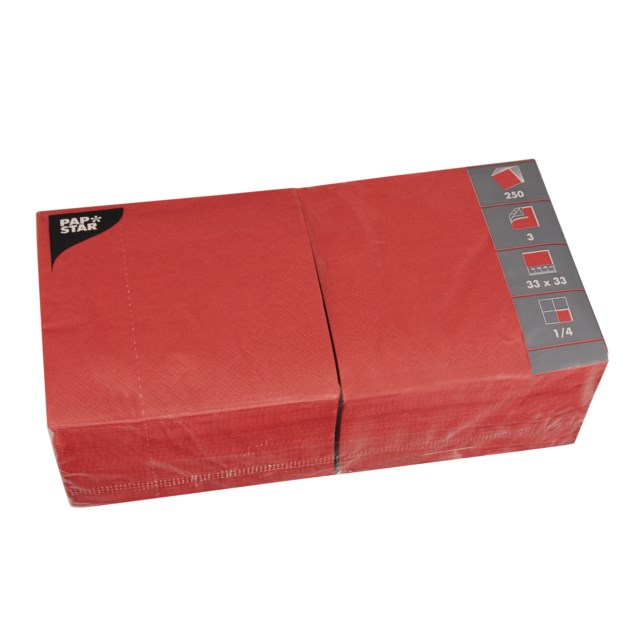 Servett 3-lags 33x33 cm röd 250/fp - 330x330mm - 1