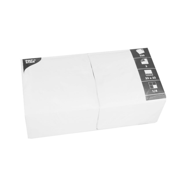Servett 3-lags 33x33 cm vit 250/fp - 330x330mm - 1