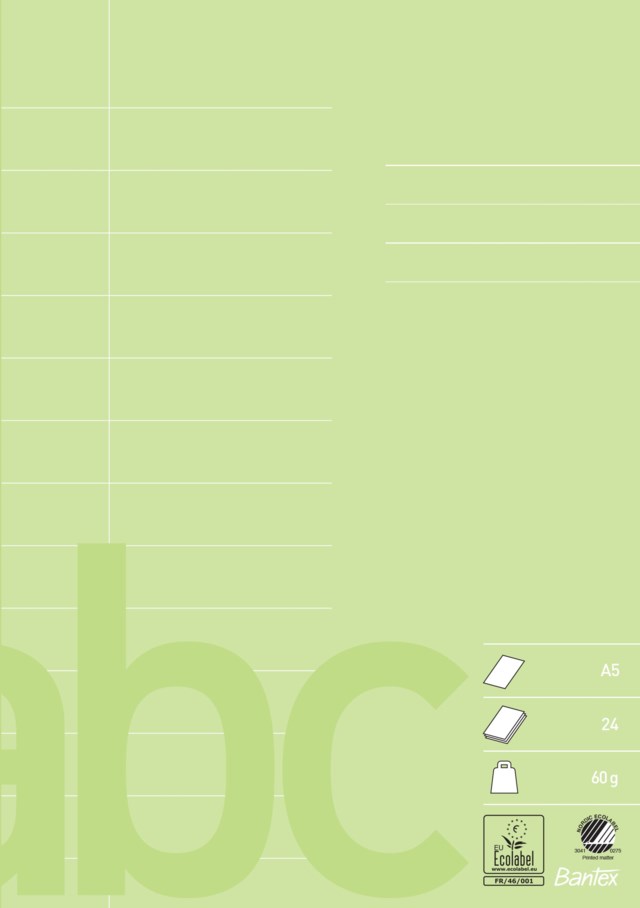 Skolhäfte Bantex A5 linjerat 14,5mm varannan sida lime - A5 - 1
