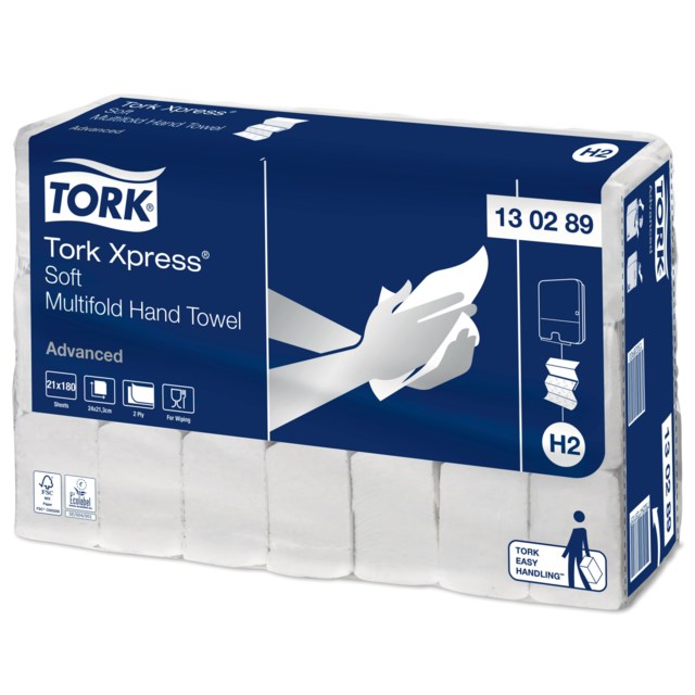 Pappershandduk Tork H2 Advanced 2-Lag Soft 3780 st/Krt - 260x210mm - 1
