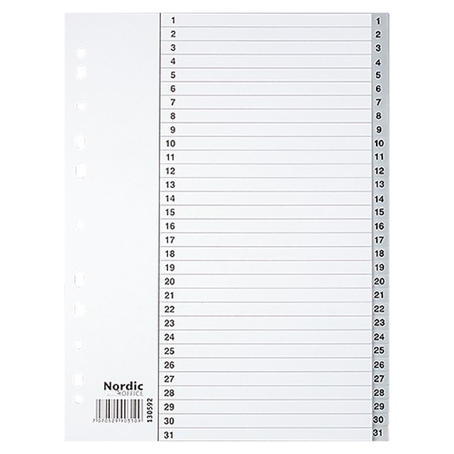 Plastregister Nordic Office A4 1-31 - A4+ - 1