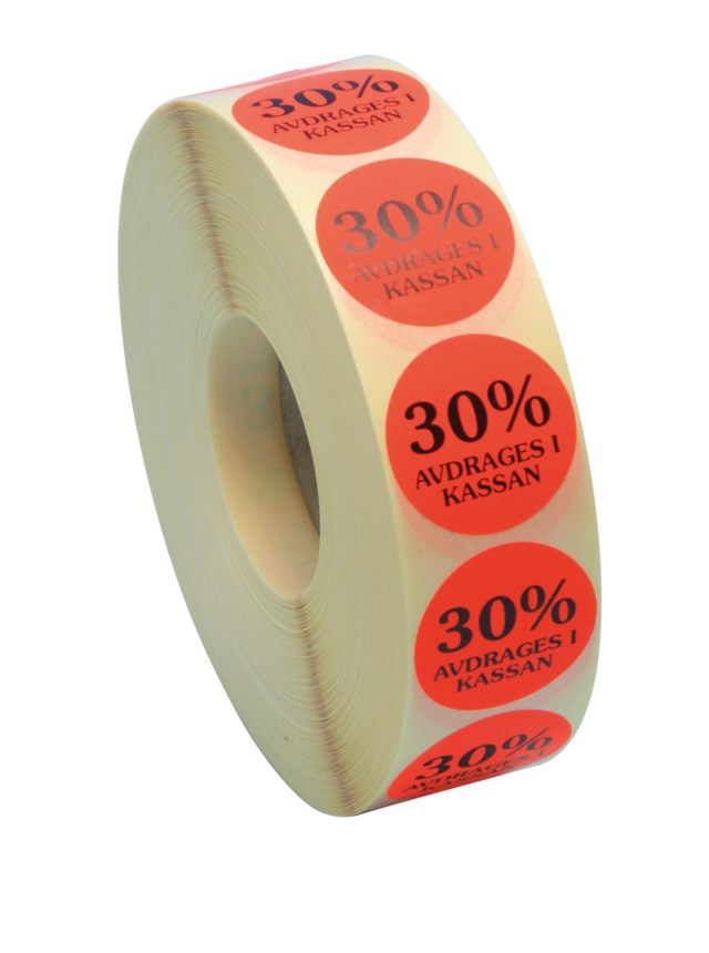 Rabattetiketter 30% avdrages i kassan - 29mm - 1