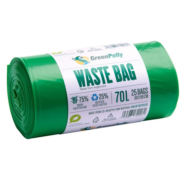 Sopsäckar GreenPolly grön 70L 25/rl - 70L - 1