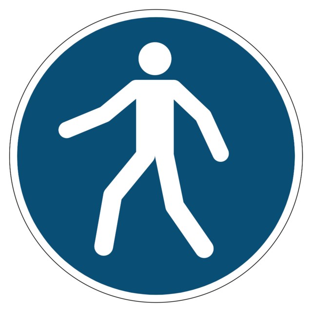 Varseldekal Gående hänvisas hit - 1