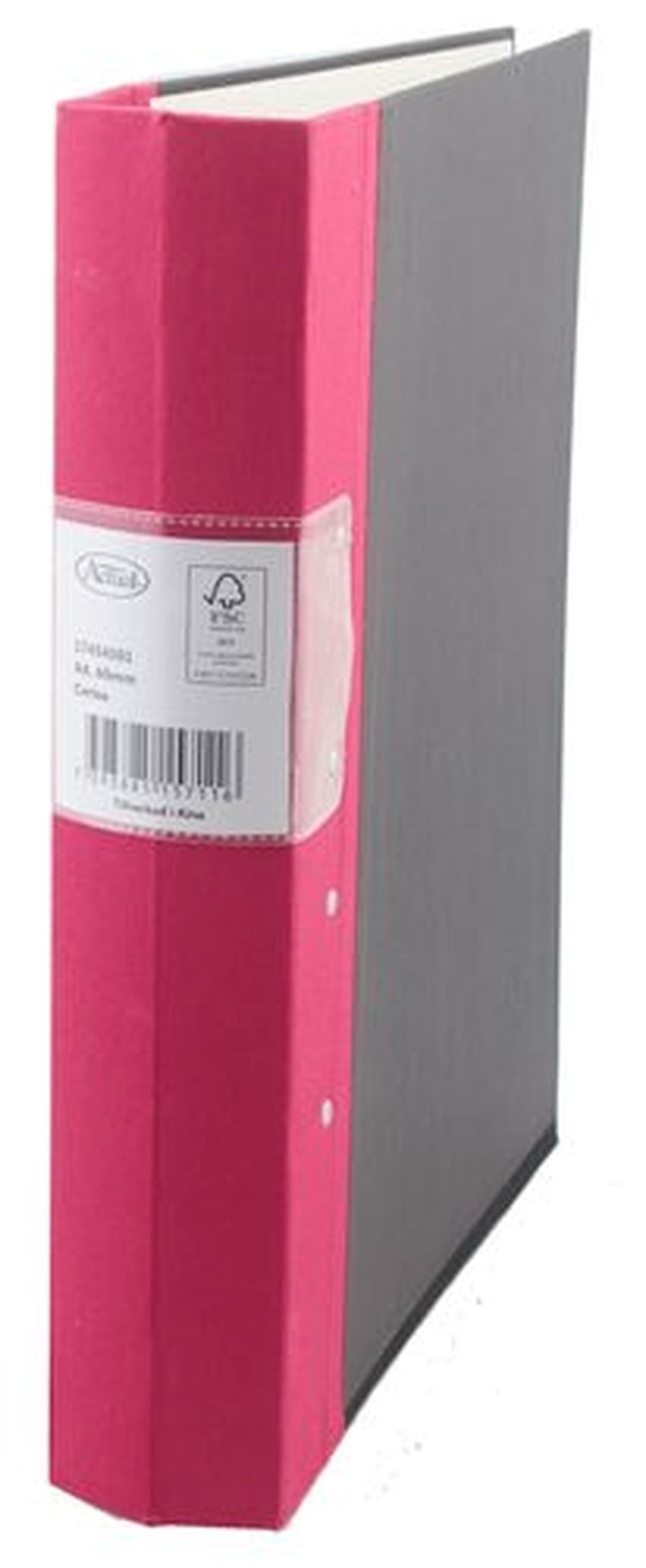 Gaffelpärm Actual A4 60 mm, cerise, tygklädd trärygg - XXL - 1