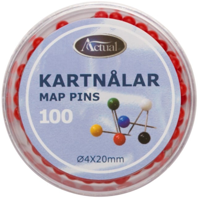 Kartnålar runda röd 100/fp - 4mm - 1