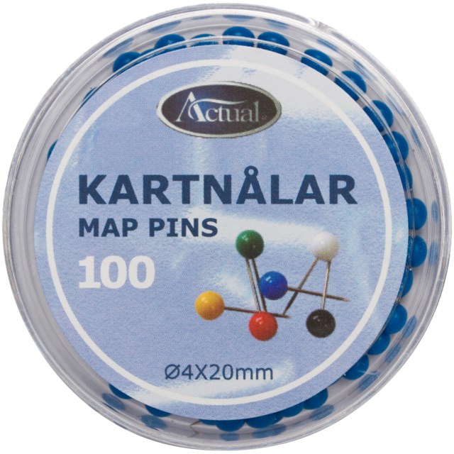 Kartnålar runda blå 100/fp - 4mm - 1