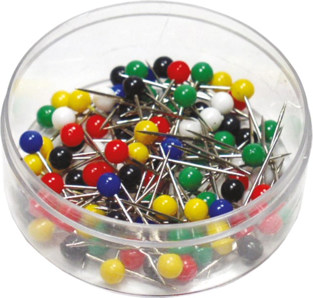 Kartnålar runda blandade färger 100/fp - 4mm - 1