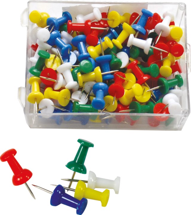 Kartnålar Push-pins blandade färger 100/fp - 9mm - 1