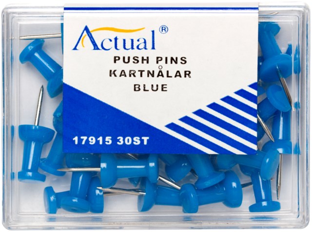 Kartnålar Push-pins blå 30/fp - 9mm - 1